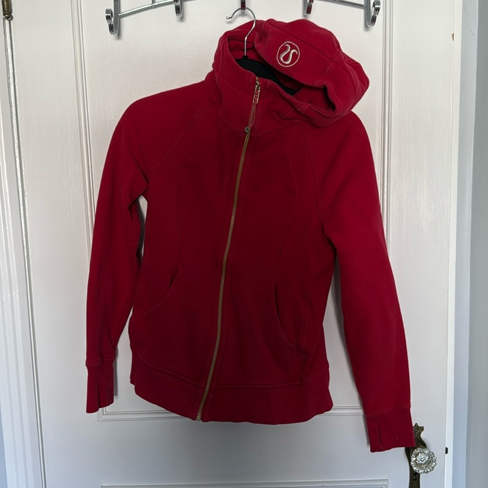 Lululemon full scuba zip hoodie red and gold